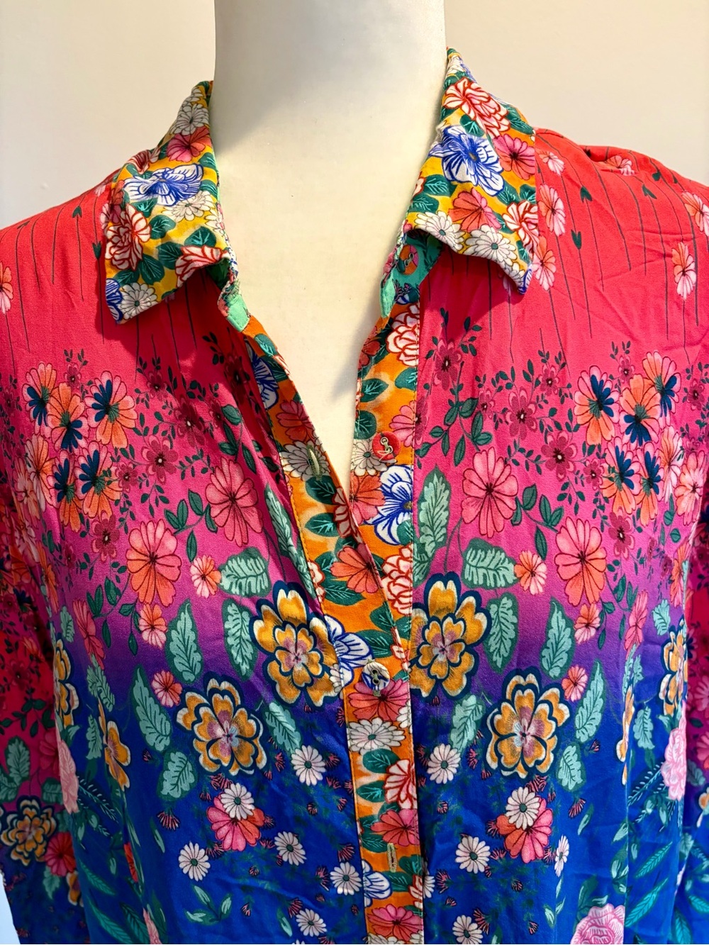 Johnny Was RAINBOW MIDI SHIRT DRESS - Picture 7 of 12